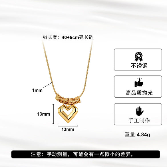 Wholesale Women's Titanium Steel Geometric Calendering Chain Electroplated Sweatshirt Necklace Trendy Highend Accessory
