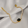 Wholesale Women's Titanium Steel Geometric Claw Stone Tennis Chain Bracelet Set With Diamonds