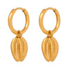 Wholesale Women's Titanium Steel Geometric Conch Pendant Earrings Electroplated With 18K Gold Retro Elegant Exaggerated Style