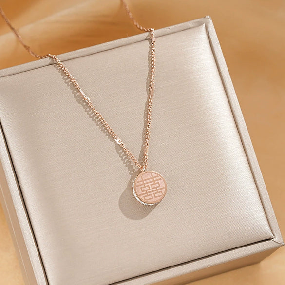 Wholesale Women's Titanium Steel Geometric Cross Chain Necklace Electroplated Jewelry