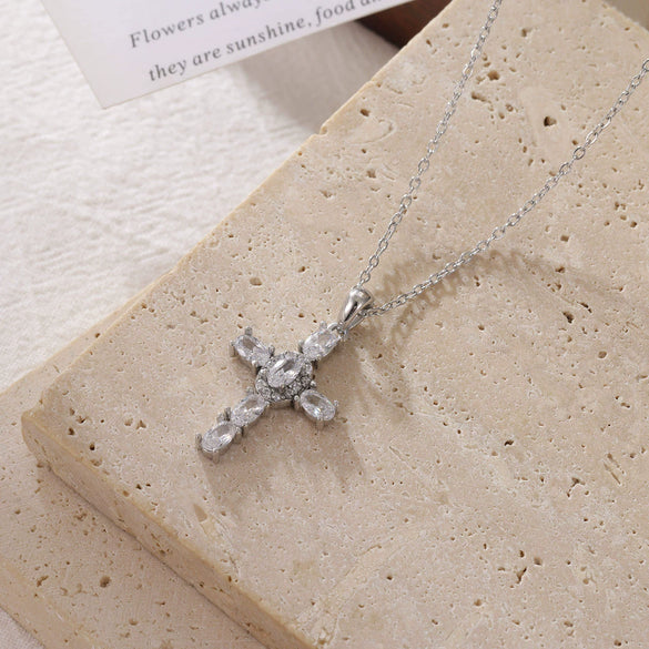 Wholesale Women's Titanium Steel Geometric Cross Pendant Necklace With Electroplating