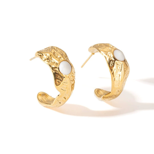 Wholesale Women's Titanium Steel Geometric Cshaped Earrings Plated 18K Gold