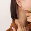 Wholesale Women's 316L Stainless Steel Geometric Cshaped Electroplated Bamboo Earrings