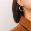Wholesale Women's 316L Stainless Steel Geometric Cshaped Electroplated Bamboo Earrings