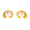 Wholesale Women's 316L Stainless Steel Geometric Cshaped Inlaid Shell Beads Goldplated Earrings