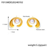 Wholesale Women's 316L Stainless Steel Geometric Cshaped Inlaid Shell Beads Goldplated Earrings