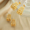 Wholesale Women's 316L Stainless Steel Geometric Cshaped Semicircular Threelayer Steel Ball Splicing Electroplated Earrings