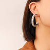 Wholesale Women's Titanium Steel Geometric Cshaped Zircon Earrings With Electroplating Retro And Unique Style