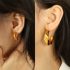 Wholesale Women's 316L Stainless Steel Geometric Ctype Electroplated Retro Metallic Rope Earrings
