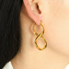 Wholesale Women's 316L Stainless Steel Geometric Curved Line Artistic Electroplated Earrings