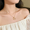 Wholesale Women's Titanium Steel Geometric Diamondencrusted Double Ring Pendant Necklace With Cross Chain In Light Luxury Style