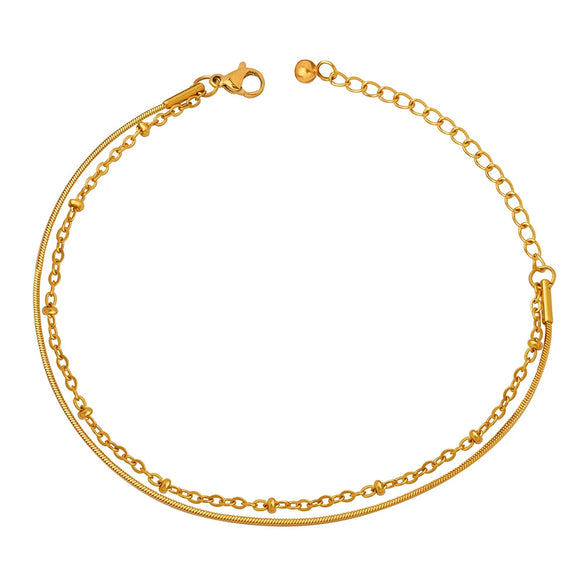 Wholesale Women's 316L Stainless Steel Geometric Double Bracelet Jewelry With Gold Plated Lobster Buckle And Electroplating Design