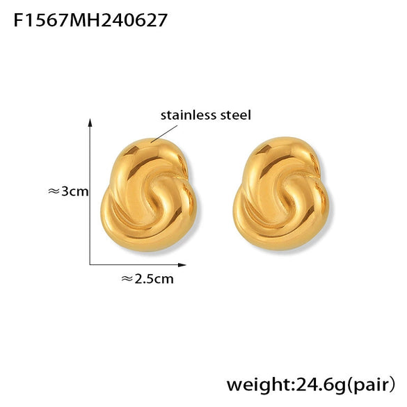Wholesale Women's Titanium Steel Geometric Double Ring Earrings With Electroplating Treatment
