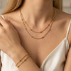 Wholesale Women's Titanium Steel Geometric Doublelayer Calendering Chain Electroplated Necklace