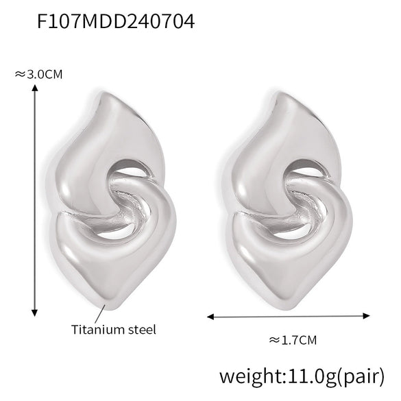 Wholesale Women's Titanium Steel Geometric Doublering Buckle Electroplated Fashion Earrings