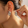 Wholesale Women's Titanium Steel Geometric Doublering Buckle Electroplated Fashion Earrings