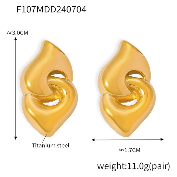 Wholesale Women's Titanium Steel Geometric Doublering Buckle Electroplated Fashion Earrings