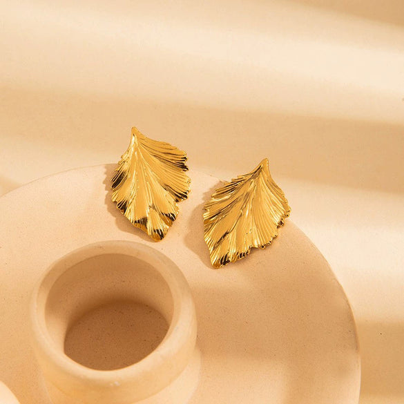 Wholesale Women's Titanium Steel Geometric Earrings With Stainless Steel Furnace Vacuum Electroplated 18K Gold Simple Style Do Not Fade