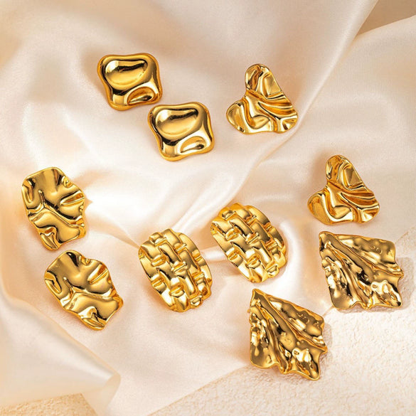 Wholesale Women's Titanium Steel Geometric Earrings With Stainless Steel Furnace Vacuum Electroplated 18K Gold Simple Style Do Not Fade