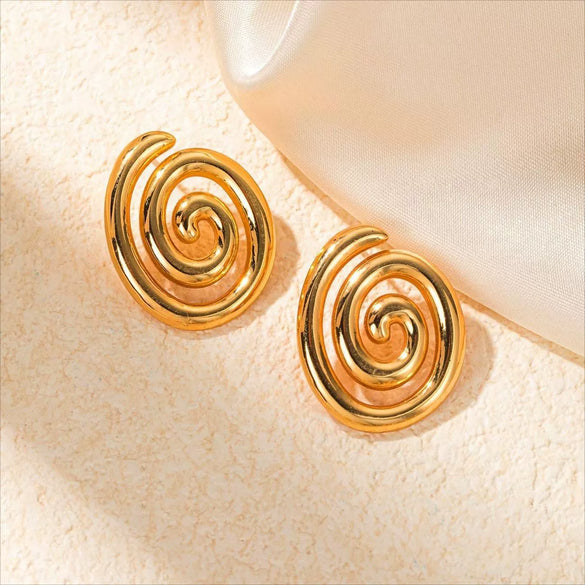 Wholesale Women's Titanium Steel Geometric Earrings With Stainless Steel Furnace Vacuum Electroplated 18K Gold Simple Style Do Not Fade