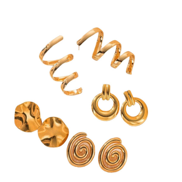 Wholesale Women's Titanium Steel Geometric Earrings With Stainless Steel Furnace Vacuum Electroplated 18K Gold Simple Style Do Not Fade