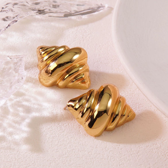 Wholesale Women's Titanium Steel Geometric Earrings With Stainless Steel Furnace Vacuum Electroplated 18K Gold Simple Style Do Not Fade