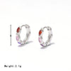 Wholesale Women's Titanium Steel Geometric Electroplated Earrings With Colored Stone And Smooth Ear Buckle