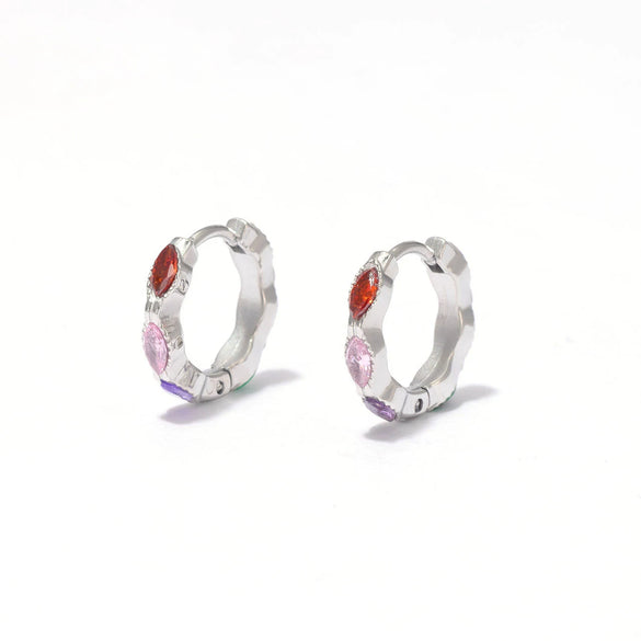 Wholesale Women's Titanium Steel Geometric Electroplated Earrings With Colored Stone And Smooth Ear Buckle