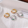 Wholesale Women's Titanium Steel Geometric Electroplated Earrings With Colored Stone And Smooth Ear Buckle