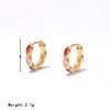 Wholesale Women's Titanium Steel Geometric Electroplated Earrings With Colored Stone And Smooth Ear Buckle
