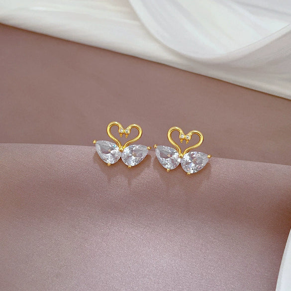 Wholesale Women's Titanium Steel Geometric Electroplated Mandarin Duck Water Necklace And Earrings Set