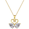Wholesale Women's Titanium Steel Geometric Electroplated Mandarin Duck Water Necklace And Earrings Set