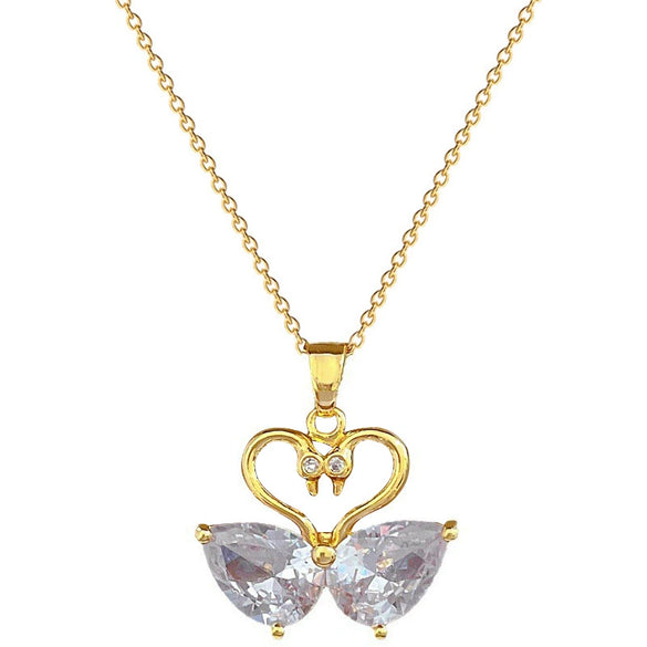 Wholesale Women's Titanium Steel Geometric Electroplated Mandarin Duck Water Necklace And Earrings Set