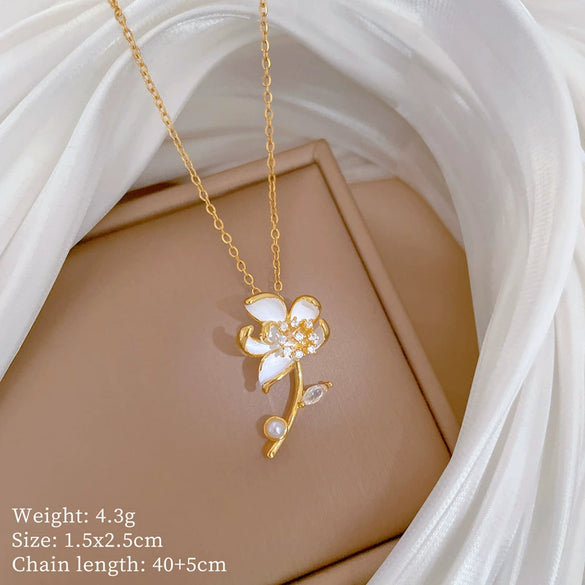 Wholesale Women's Titanium Steel Geometric Electroplated Necklace And Earrings Set