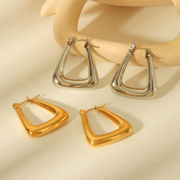 Wholesale Women's Titanium Steel Geometric Electroplated Nonfading Hollow Earrings