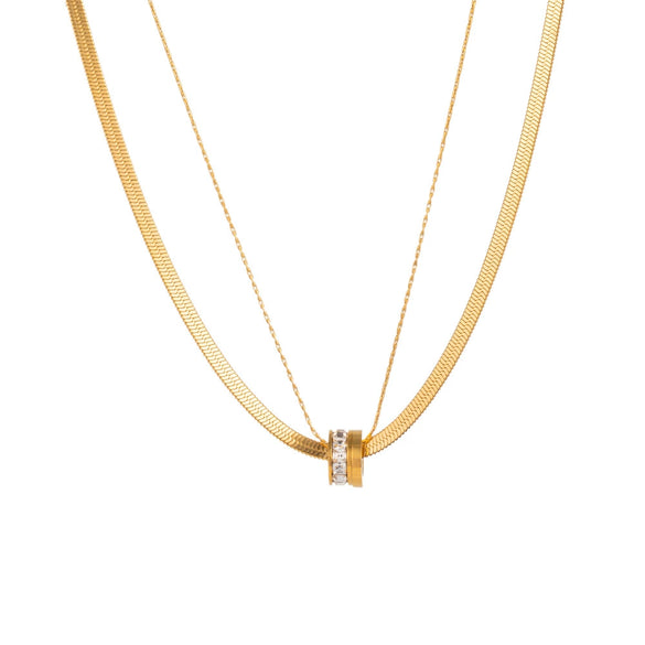 Wholesale Women's Titanium Steel Geometric Electroplated Snake Bone Chain Necklace Luxury Jewelry