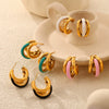 Wholesale Women's 316L Stainless Steel Geometric Exaggerated Irregular Multilayer Earrings Goldplated