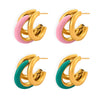 Wholesale Women's 316L Stainless Steel Geometric Exaggerated Irregular Multilayer Earrings Goldplated