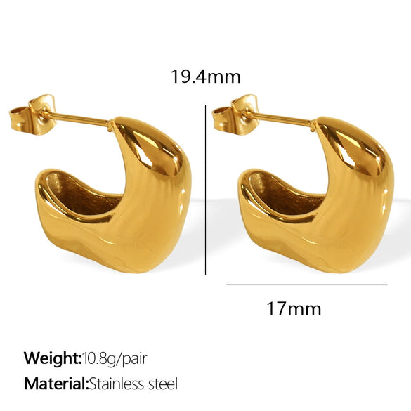 Wholesale Women's 316L Stainless Steel Geometric Fashion Metal Earrings Electroplated 18K Gold