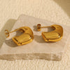 Wholesale Women's 316L Stainless Steel Geometric Fashion Metal Earrings Electroplated 18K Gold