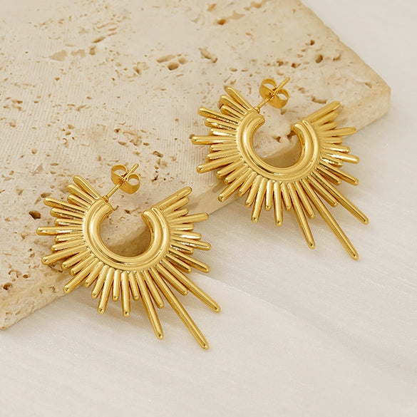 Wholesale Women's Titanium Steel Geometric Fashion Ol Earrings With Electroplating
