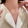 Wholesale Women's Titanium Steel Geometric Fishtail Pendant Clavicle Necklace With Microinlaid Zircon And Electroplating