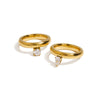 Wholesale Women's Titanium Steel Geometric French Retro Ring Electroplated With 18K Gold And Set With Zircon
