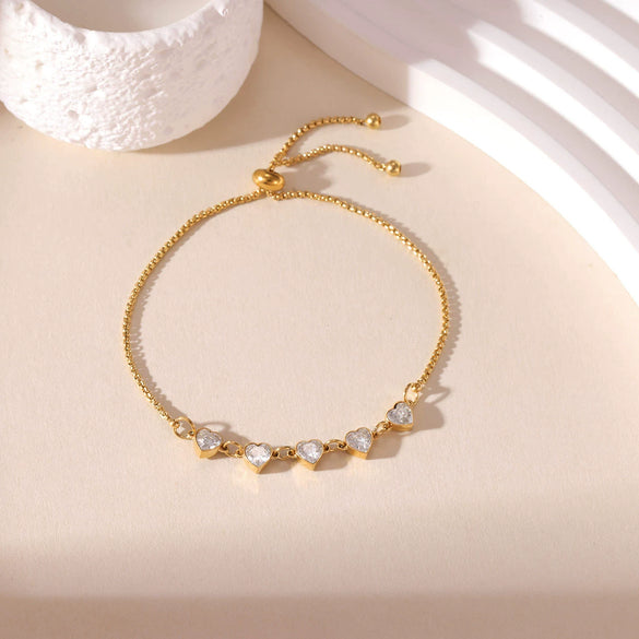Wholesale Women's Titanium Steel Geometric Heart Adjustable Bracelet With Electroplating Jewelry