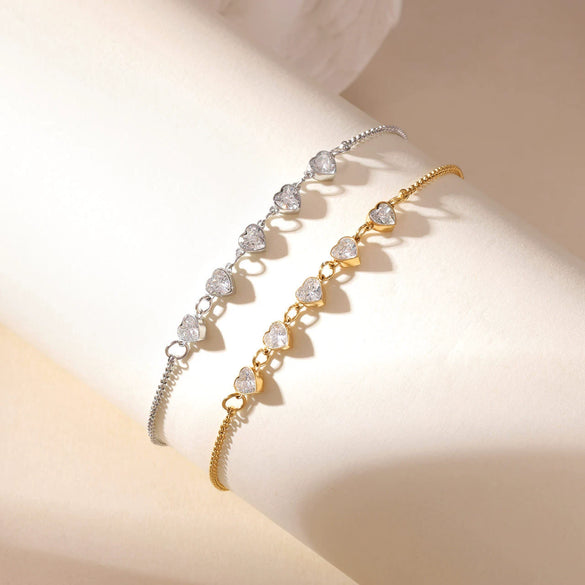 Wholesale Women's Titanium Steel Geometric Heart Adjustable Bracelet With Electroplating Jewelry