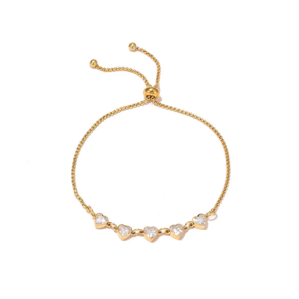 Wholesale Women's Titanium Steel Geometric Heart Adjustable Bracelet With Electroplating Jewelry