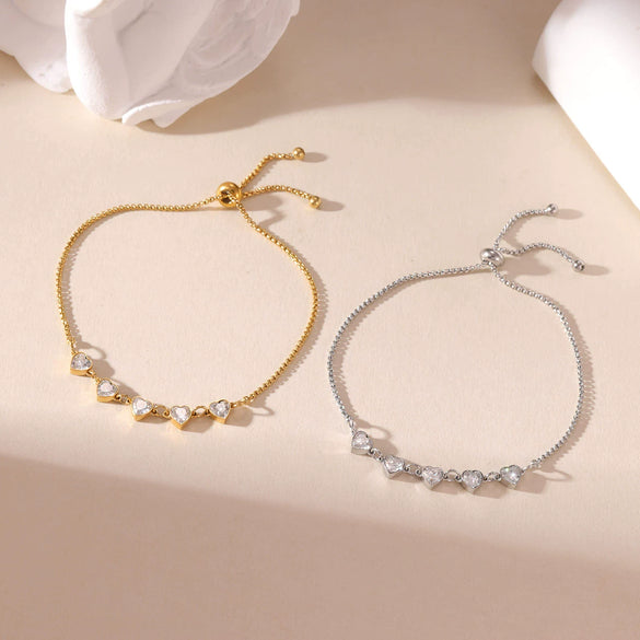 Wholesale Women's Titanium Steel Geometric Heart Adjustable Bracelet With Electroplating Jewelry