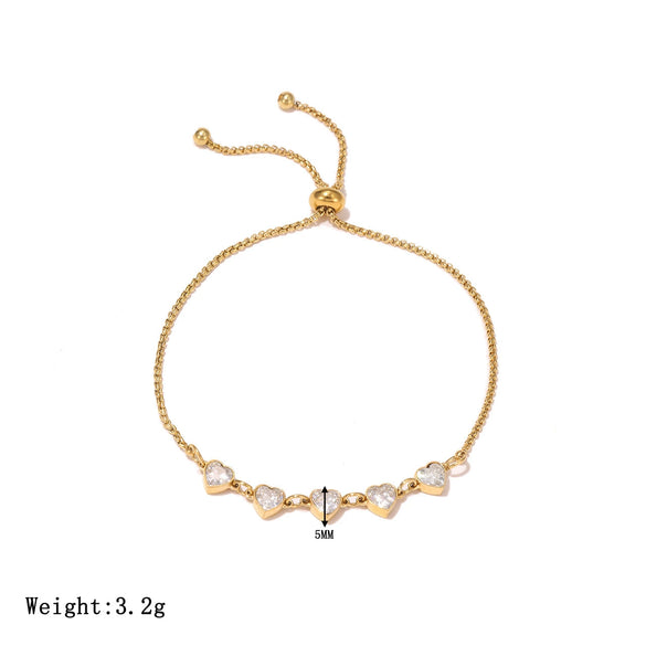 Wholesale Women's Titanium Steel Geometric Heart Adjustable Bracelet With Electroplating Jewelry