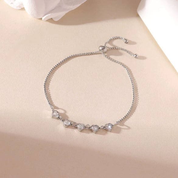 Wholesale Women's Titanium Steel Geometric Heart Adjustable Bracelet With Electroplating Jewelry