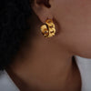Wholesale Women's Titanium Steel Geometric Hollow Asymmetric Tassel Earrings With Electroplating Retro Fashionable Style